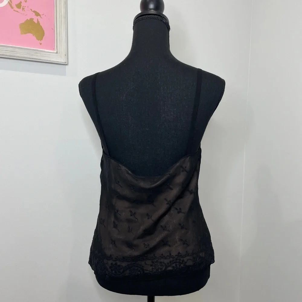 Megan Park Lace Black 100% Silk Camisole
